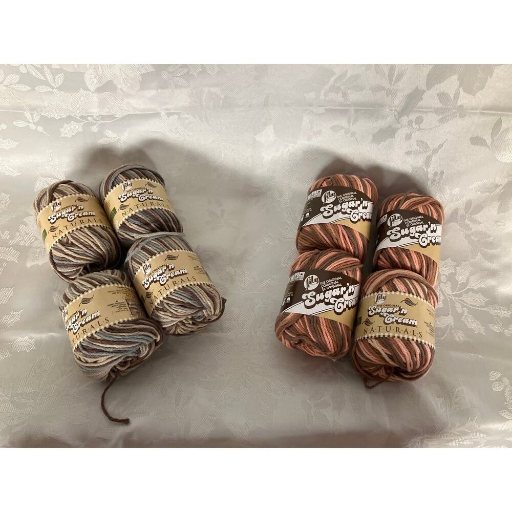 Lily Sugar’n Cream Yarn Lot of 8 Skein 100% Cotton Knitting Crochet